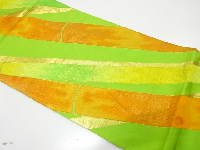 JAPANESE KIMONO / ANTIQUE FUKURO OBI / SILK / WOVEN BAMBOO
